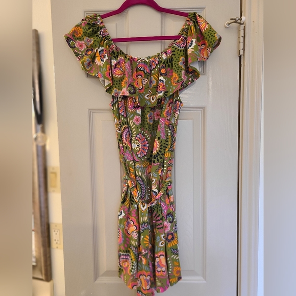 Boden Ruffle Neck Off-Shoulder Romper - Picture 2 of 4